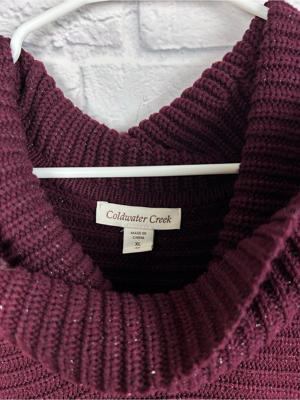 Coldwater Creek Women’s XL Burgundy Cowl Neck Short Sleeve Knit Sweater Top - Picture 3 of 6